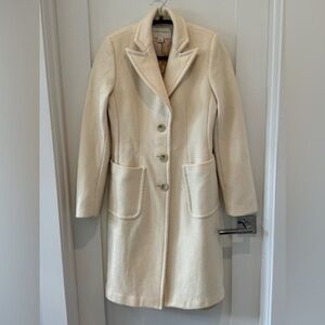 Banana Republic cream Wool Button A Line Long Coat S. Small jacket preppy C4